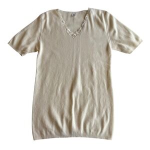 Wulff Germany Wool Angora Blend Lace Trim Undershirt Base Layer Cream T Shirt XL